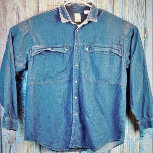 Vintage Denim Button Up Shirt Large